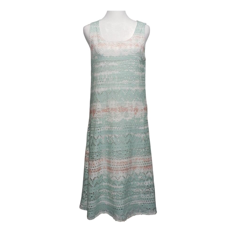 Cloth & Portrait Pastel Eyelet Overlay Maxi Dress S Boho Casual Resort Sundress